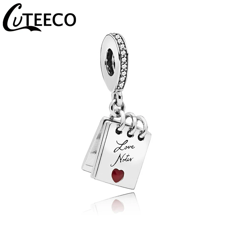 Женский браслет CUTEECO серебряный с бусинами и надписью Love Note Модный Ювелирный
