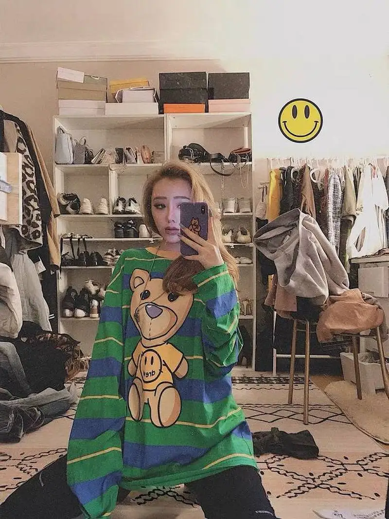 19SS Новинка, футболка DREW HOUSE для мужчин и женщин, высокое качество, принт медведя, длинные рукава, DREW HOUSE, Футболка harajuku drew house, футболки