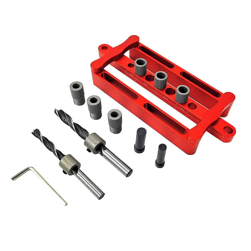 

8/10mm Self-centering Woodworking Doweling Jig Drilling Guide Locator Wood Dowel Puncher Pocket Hole Drill Kit for Carpentry