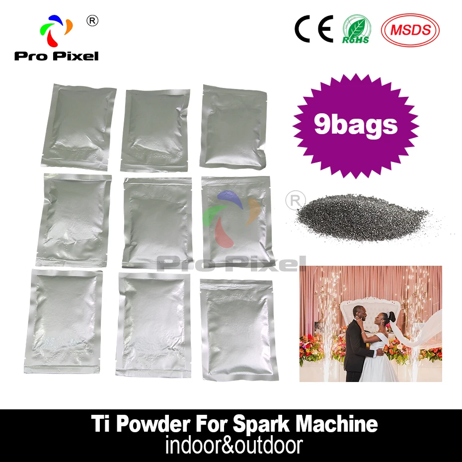 9 пакетов Ti порошок 200 г/пакет для холодной искры машина фонтанный фейерверк на