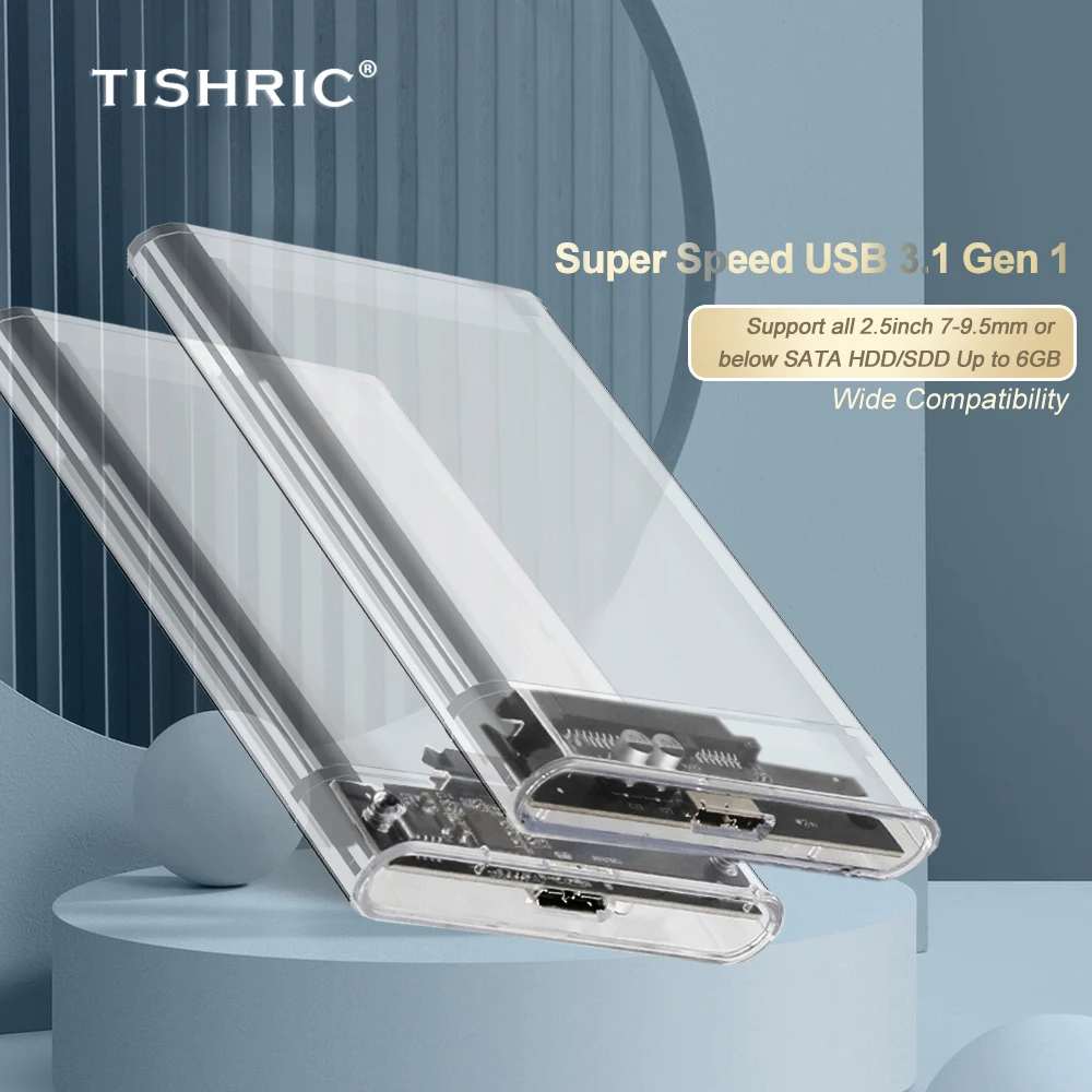 Прозрачный чехол TISHRIC для жесткого диска бокс корпус с интерфейсом 2 5 SATA на USB 3 0