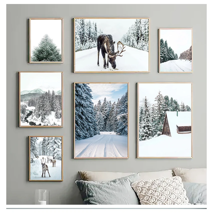 Пейзаж сосновый лес дневные плакаты и принты в скандинавском стиле настенные