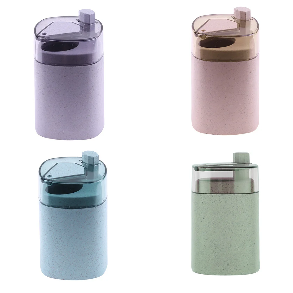 

Wheat Straw Toothpick Can Simple Press Toothpick Boxes Automatic Toothpick Holder Container for Home Portable Container