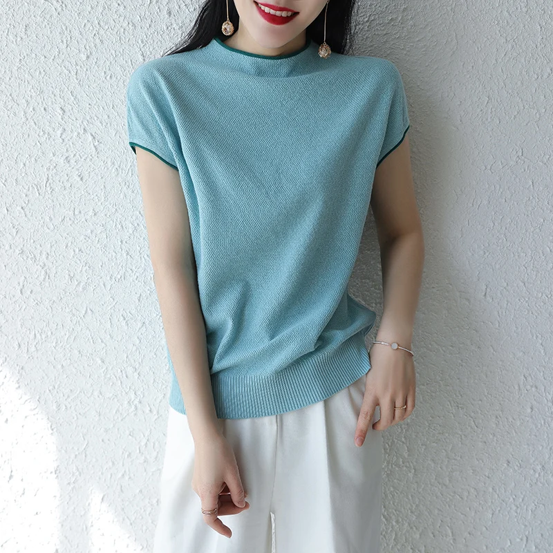 Short Sleeve Sweater Women Sweaters And Pullovers 100% Cotton Shirt Female Pullover Knitted Summer Jumpers Tops | Женская одежда