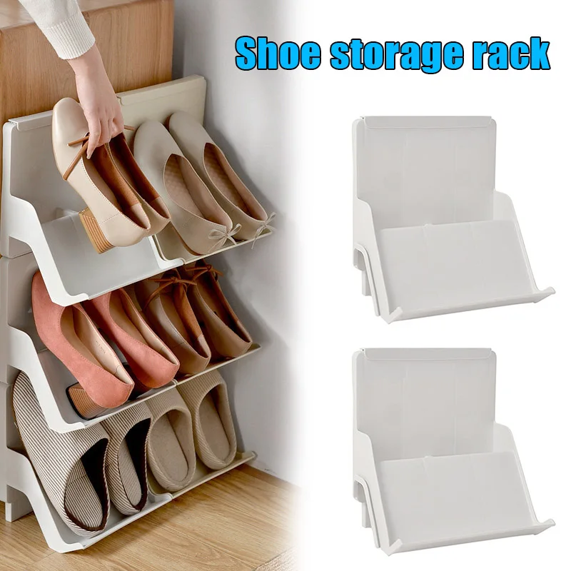 

2pcs Nordic Style Shoe Rack Multi-layer Assembly Vertical Dust-proof Plastic Shoe Storage Shelf XKW