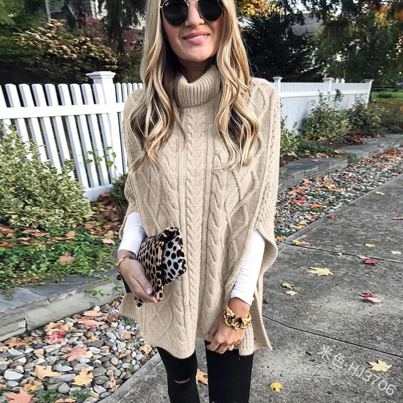 

Sweater Women Knitted Pullover Knitwear Autumn High Street Fashion Solid Casual Sleeveless Scarf Collar Female Sueter De Mujer