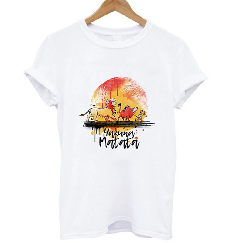 Женская футболка с коротким рукавом Hakuna Matata модная Милая хипстерская круглым