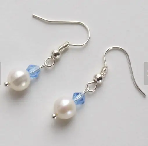 

Новое Любимое серьги с жемчугом, размеры: 4-8 мм синего цвета с украшением в виде кристаллов бисера белый натуральный пресноводный жемчуг S925 серебряные серьги-подвески модные женские туфли подарок