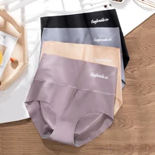 4pcs/lot Sexy Women Panties Ice Silk Briefs Seamless Underwear High Waist Pants Comfort Lingerie Female Underpants Thongs