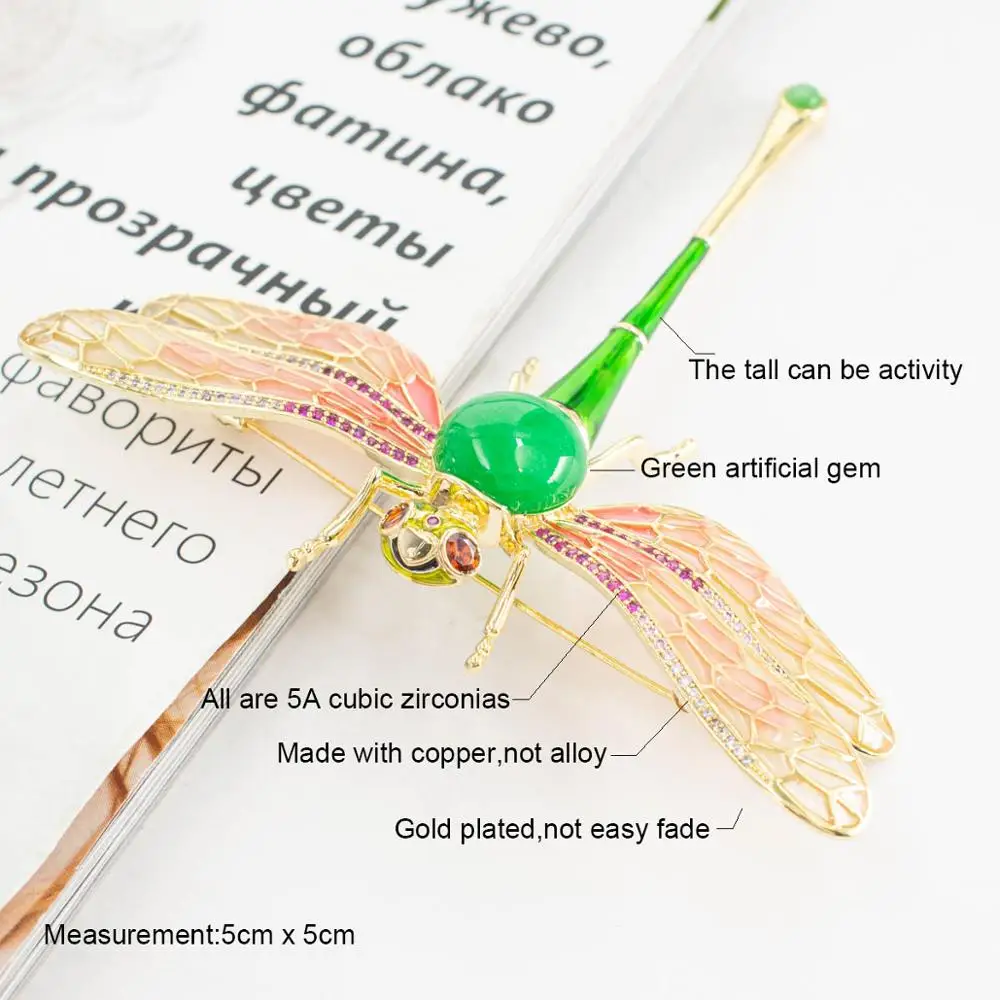 Женская булавка в форме стрекозы с фианитом XR05563 | Украшения и аксессуары