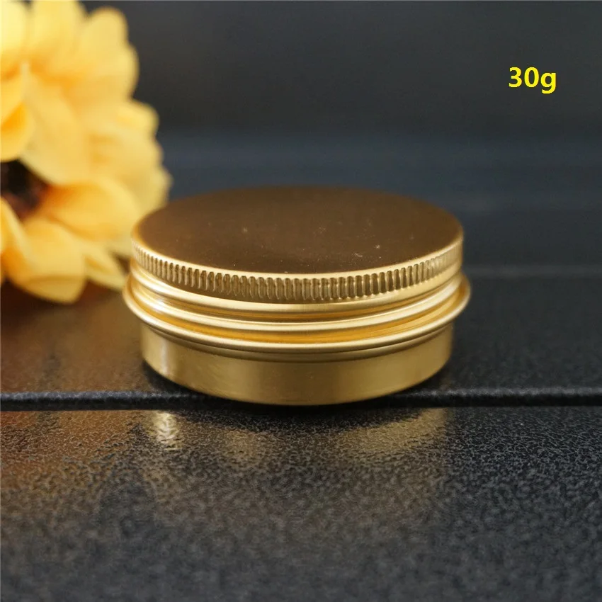 

30ml Gold Empty Round 52*21mm Aluminum Box Metal Tin Cans 30g Cosmetic Cream DIY Jar Tea Aluminum Pot Portable Containers