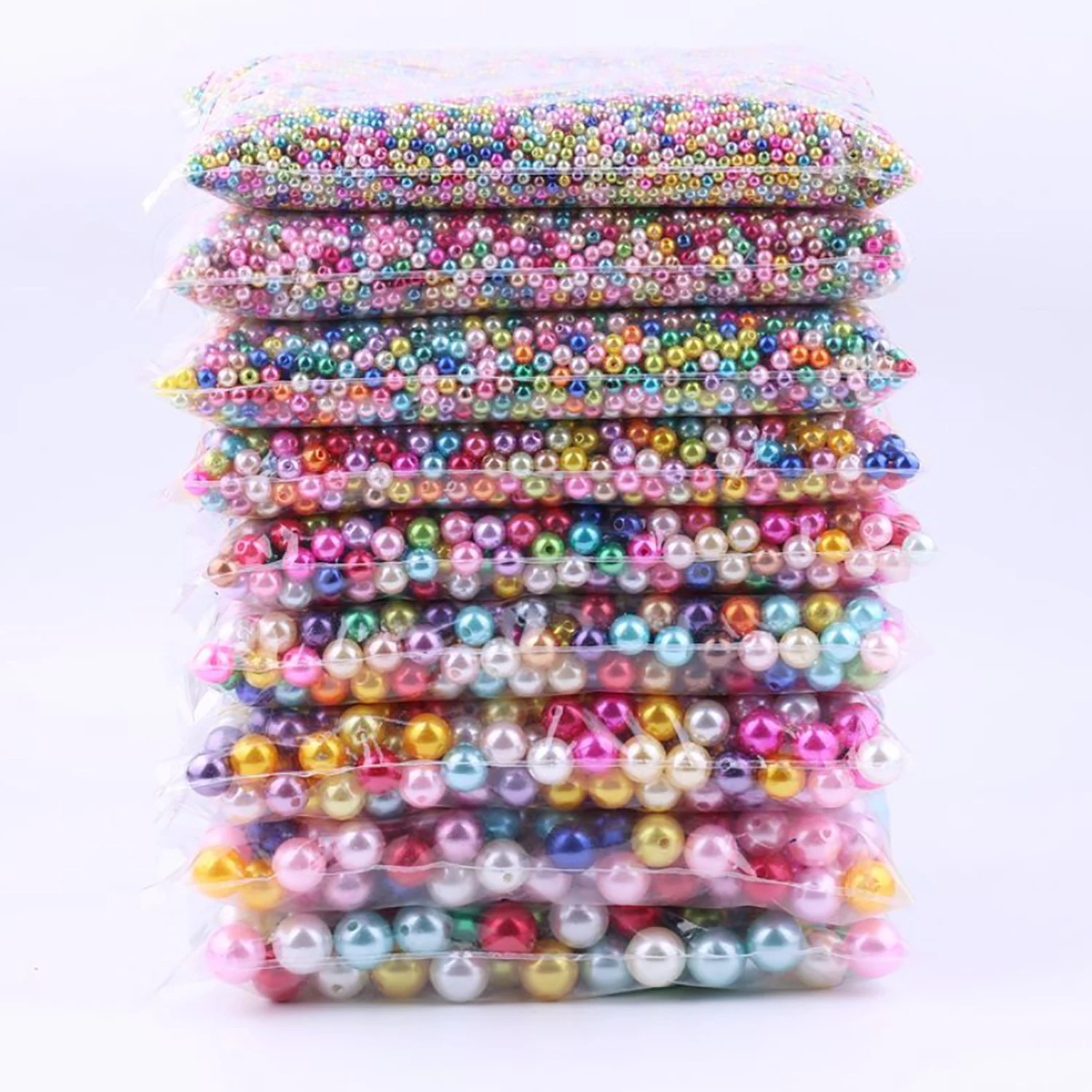 

100pcs/bag With Hole ABS Imitation Pearl Beads 4mm 6mm 8mm 10mm Round Plastic Acrylic Spacer Bead For DIY Jewelry Making Finding