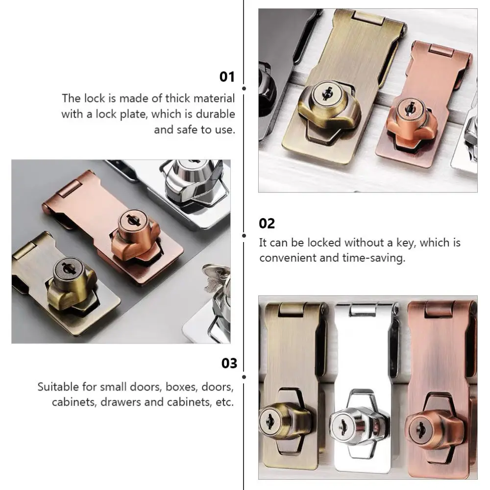 

1Pc Practical Door Hasp Lock Home Safety Padlock Cabinet Lock Red Bronze