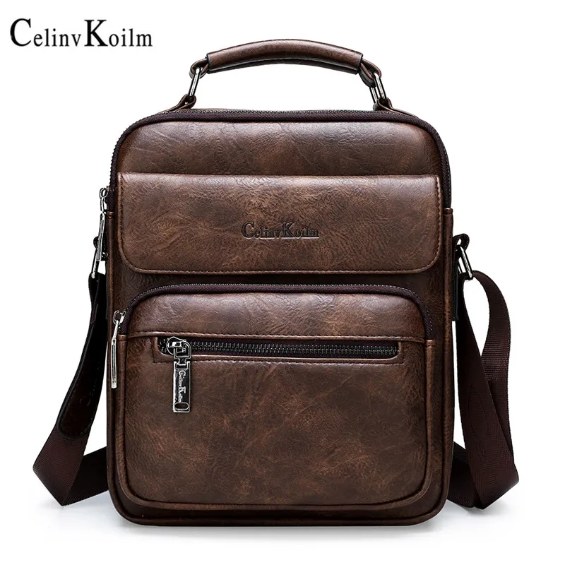 

Celinv Koilm Men's Handbags Famous Brand Big Size Man Leather Crossbody Shoulder Messenger Bag For 9.7 inch iPad Casual Business