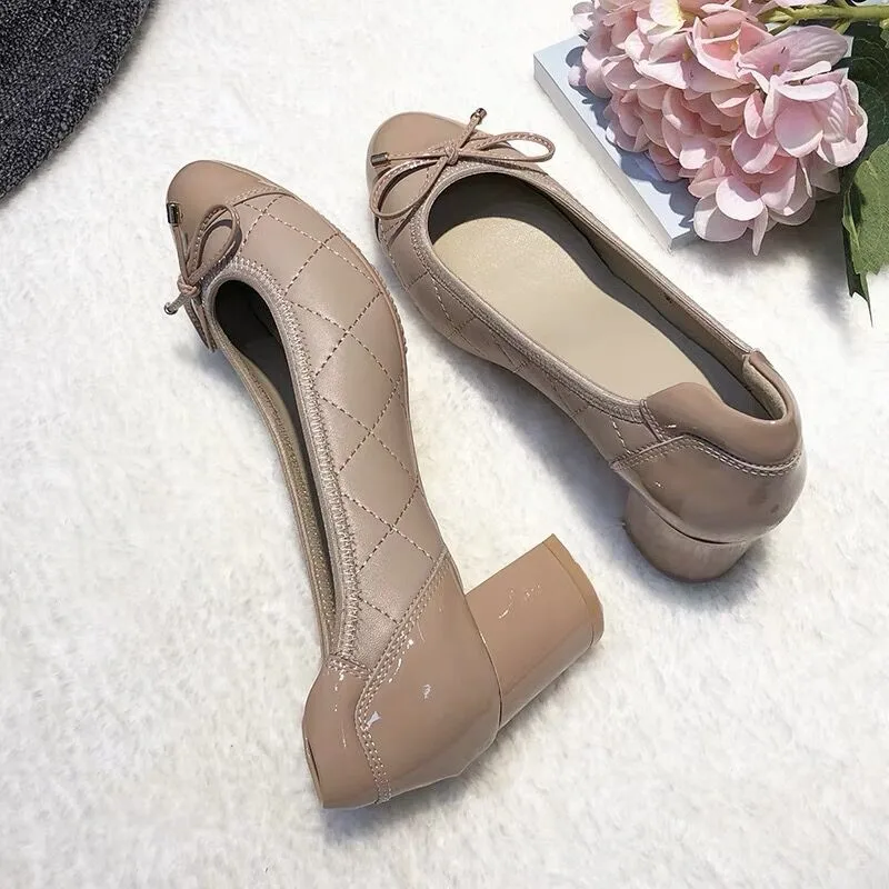 

Bowtie Spring Flats Women Loafers Cow Genuine Leather Elegant Short Heels Slip On Footwear Female Pointed Toe Shoes Brand