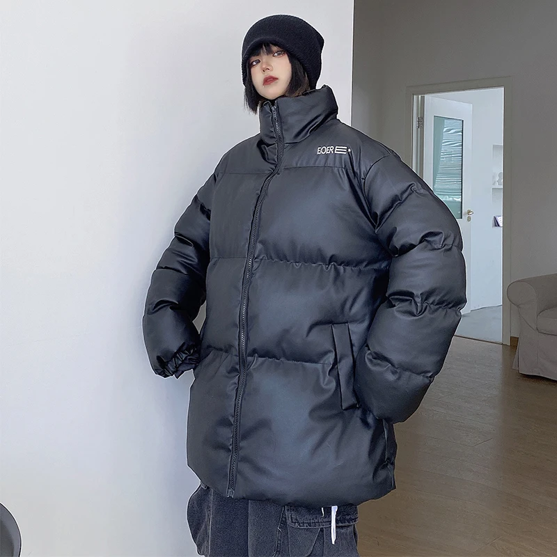 Thick White Parkas Women Coat 2021 New Fashion Winter Warm Stand Collar Women Down Cotton Coat Casual Letter Women Jacket NBH342
