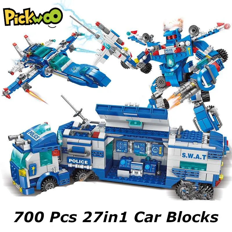 Pickwoo D16 340 до 1136 шт. город полицейский участок строительные блоки автомобиля штаб