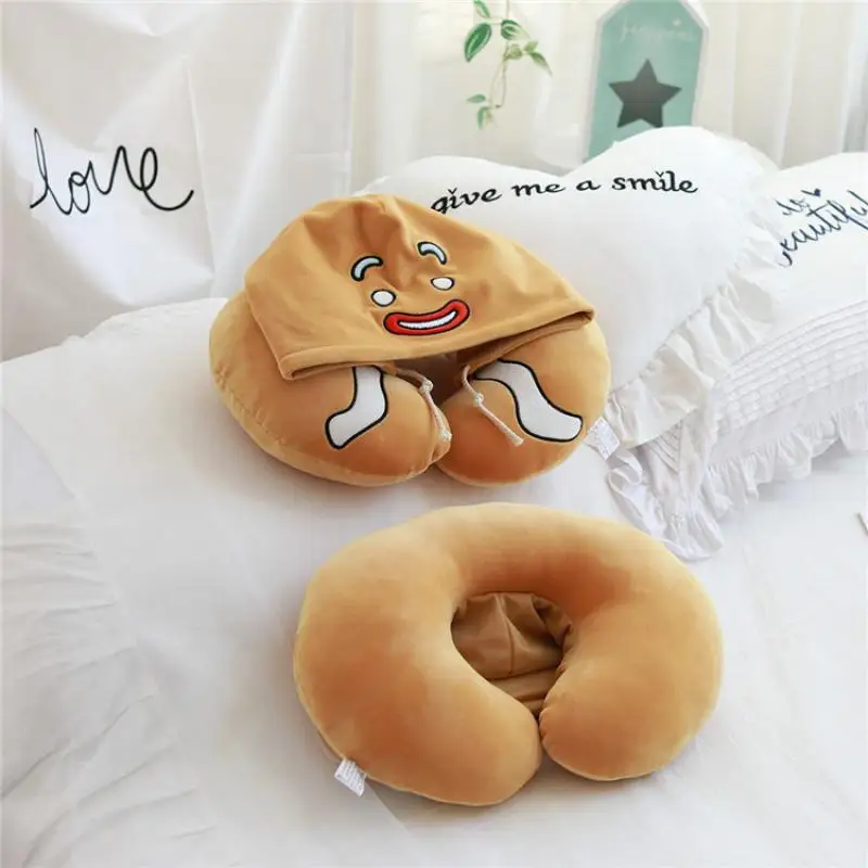 

Cartoon cute sesame street hooded U-shaped pillow with hat neck stuffed pillow travel office comfortable nap pillow special gift