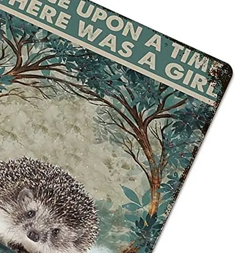 

Hedgehogs Metal Tin Sign Once Upon A Time ThereTin Sign Metal Tin Sign Decor Aluminum Sign Wall Sign for Bars Cafes Pubs 16"x12"