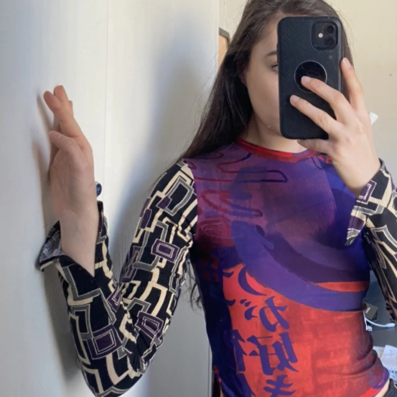 Женский укороченный топ в стиле Харадзюку с длинным рукавом | Женская одежда