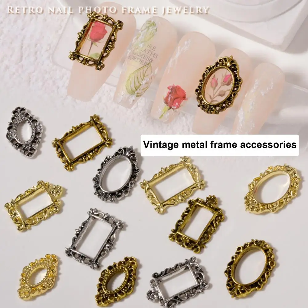 

5Pcs/Pack Nail Decor Vintage Hollow-carved Design Alloy 3D Nail Manicure Craft Ornaments for Nail Design