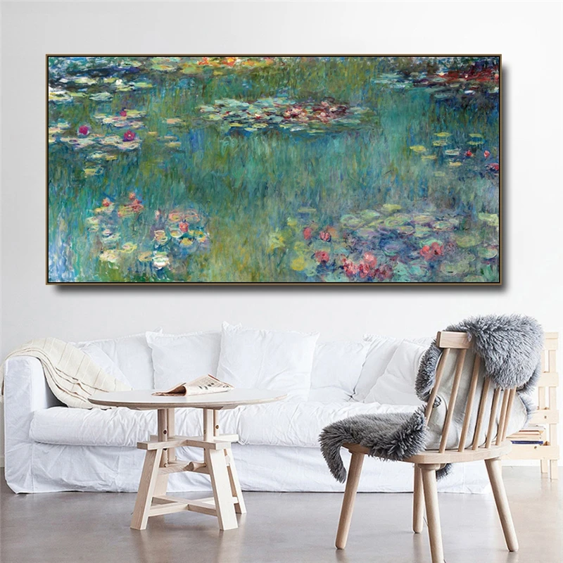 

Claude Monet Water Lotus Canvas Paintings Reproduction Impressionist Art Posters and Print Wall Pictures for Home Decoration