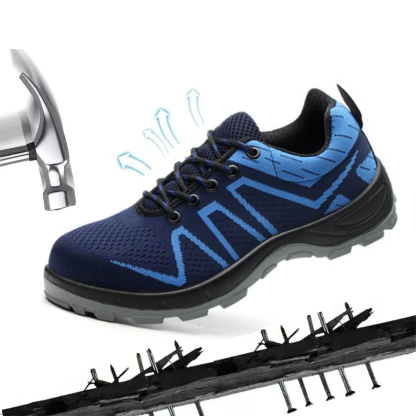 Fly Woven Safety Shoes Solid PU Bottom Smashing Stab Shoes-Resistant Iron Filings Anti-slip New Style | Обувь