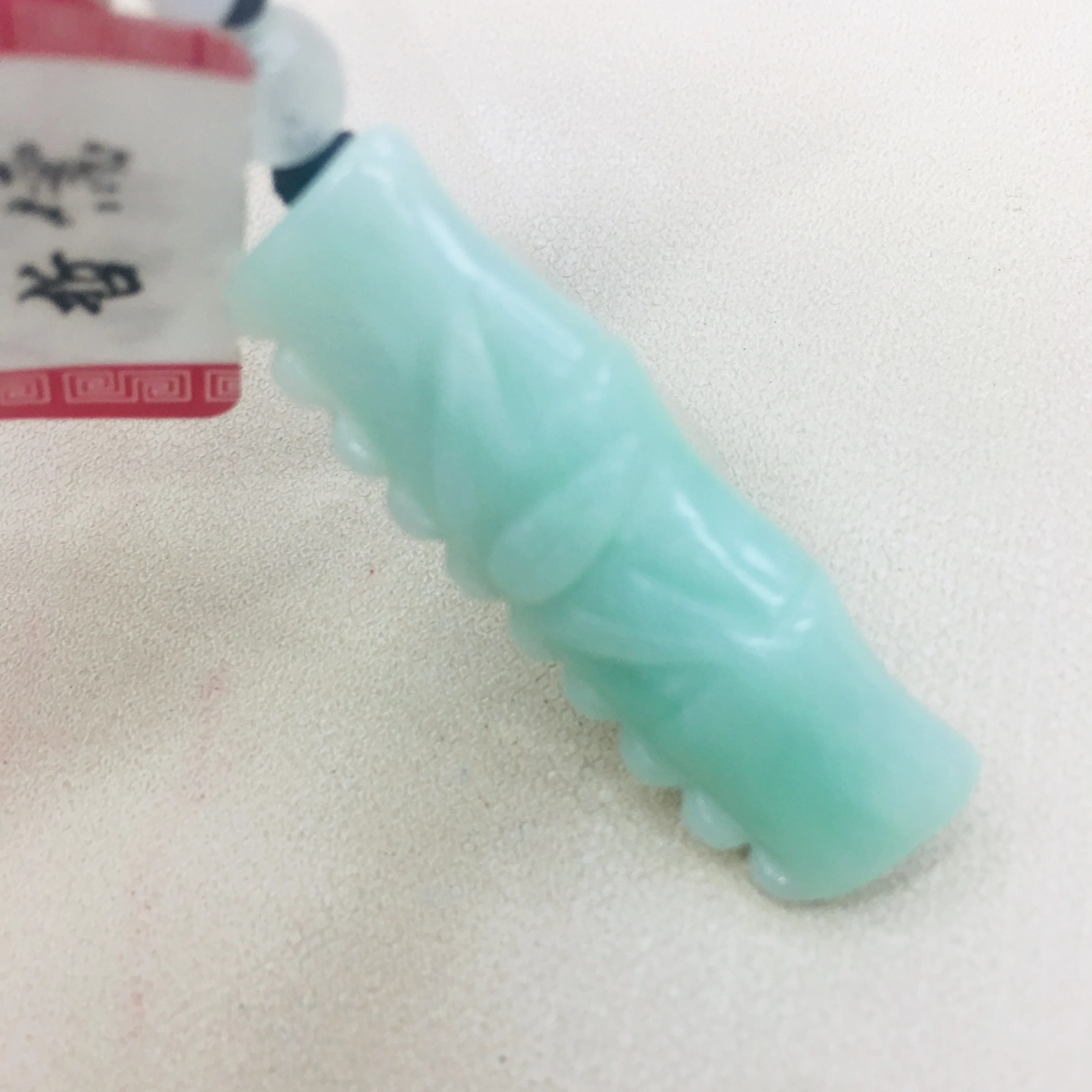 Natural Burmese Emerald Jade Carving Bamboo Pendant with Handmade Tri-Color Bead Necklace Women's Sweater Chain | Украшения и