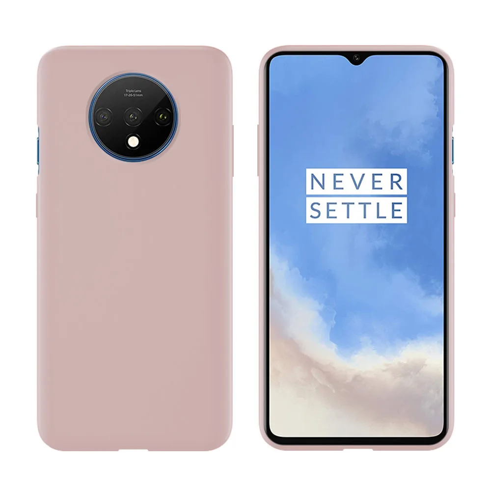 Для Oneplus 7T чехол для OnePlus 6t 6 мягкий жидкий силиконовый чехол для Oneplus 7 7T Pro ультратонкий противоударный полный защитный чехол - Цвет: Розовый