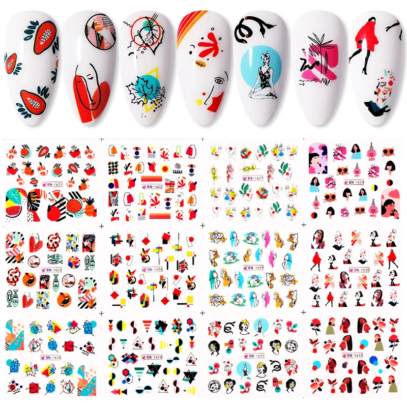 Переводные наклейки для ногтей в виде фруктов цветов Листьев 1 лист | Красота и