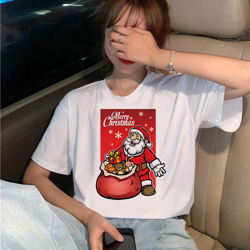

Merry Christmas Womens Clothes Shirt T Tee for Tshirt Female Top Graphic T-shirt Women Tee Tops Camisetas Mujer