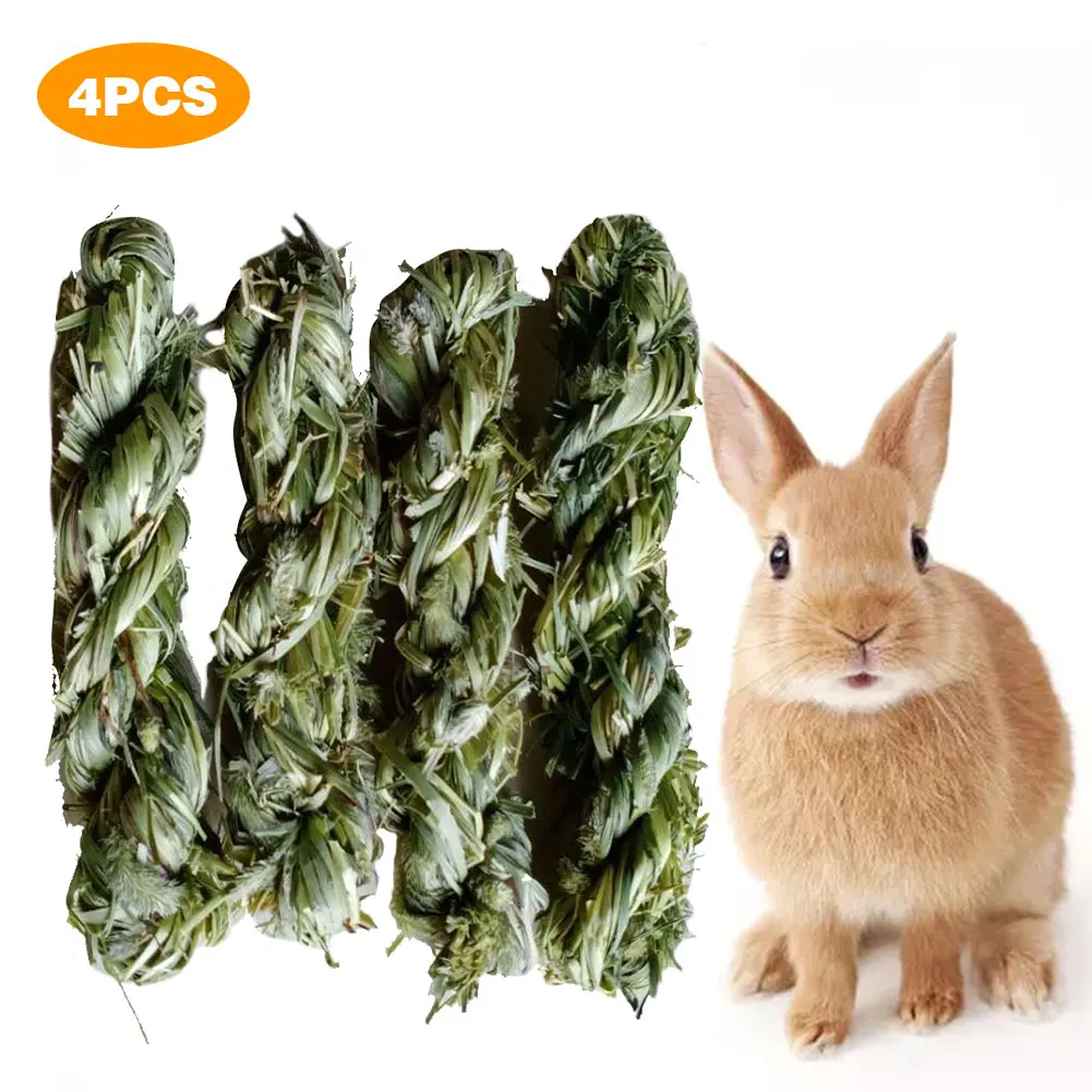 

4pcs/set Timothy Grass Rabbit Pet Chew Toy Hand-made Small Animal Play Chew Molars Grass Stick For Rabbits Hamster Guinea Pigs