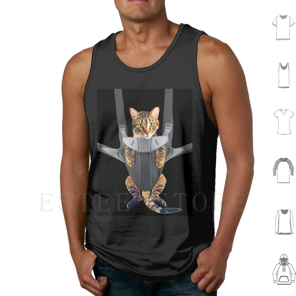 Cat In A Baby Carrier Tank Tops Vest Cat Funny Tabby Cat Cat Carrier Kitty Kitten Funny Cat Cat Meme Meme Snuggles Cute