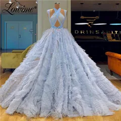 Style 4 Светло-голубое элегантное вечернее платье на одно плечо мягкие тюлевые платья для выпускного вечера с облаком кутюр платье для вечеринки с бисером платья Abendkleider - Цвет: Style 4