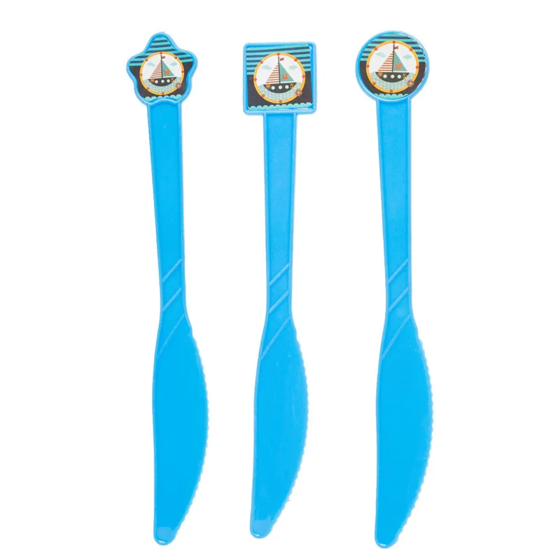 Knife 6pcs Стикеры морской тематики вечерние столовые приборы детский день рождения бумажные стаканчики бумажные тарелки салфетки шляпа одноразовые столовые приборы вечерние принадлежности - Цвет: Knife 6pcs