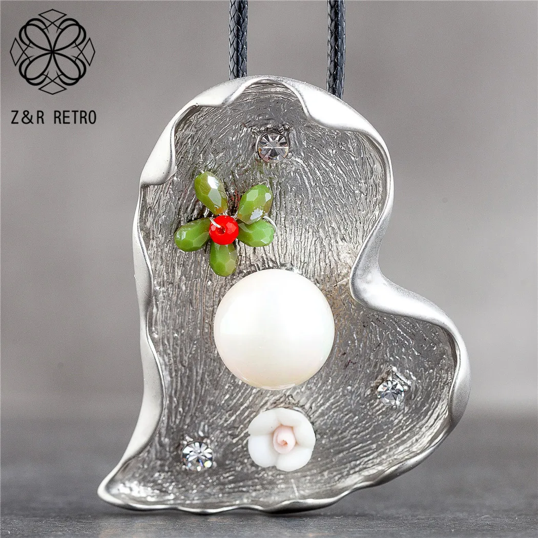 Длинное ожерелье с листьями серебряного цвета для женщин Винтажные Ювелирные