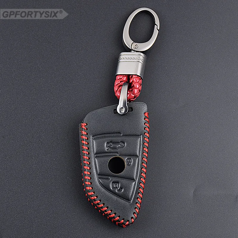 Genuine Leather Men Car Remote Key Case Cover Chain Holder For BMW F30 F20 X1 X3 X5 X6 X7 E30 E34 E90 E60 E36 E39 E46 Shell |