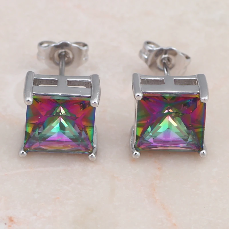

Fine Jewelry for women Trendy Brinco Rainbow color Silver Stamped Health Fashion Jewelry Stud Earrings JE957