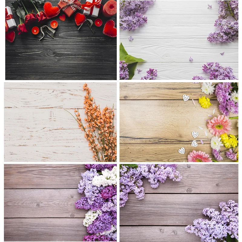

SHENGYONGBAO Vinyl Custom Photography Backdrops Flower & Wood planks Theme Photo Studio Background FK91025-82