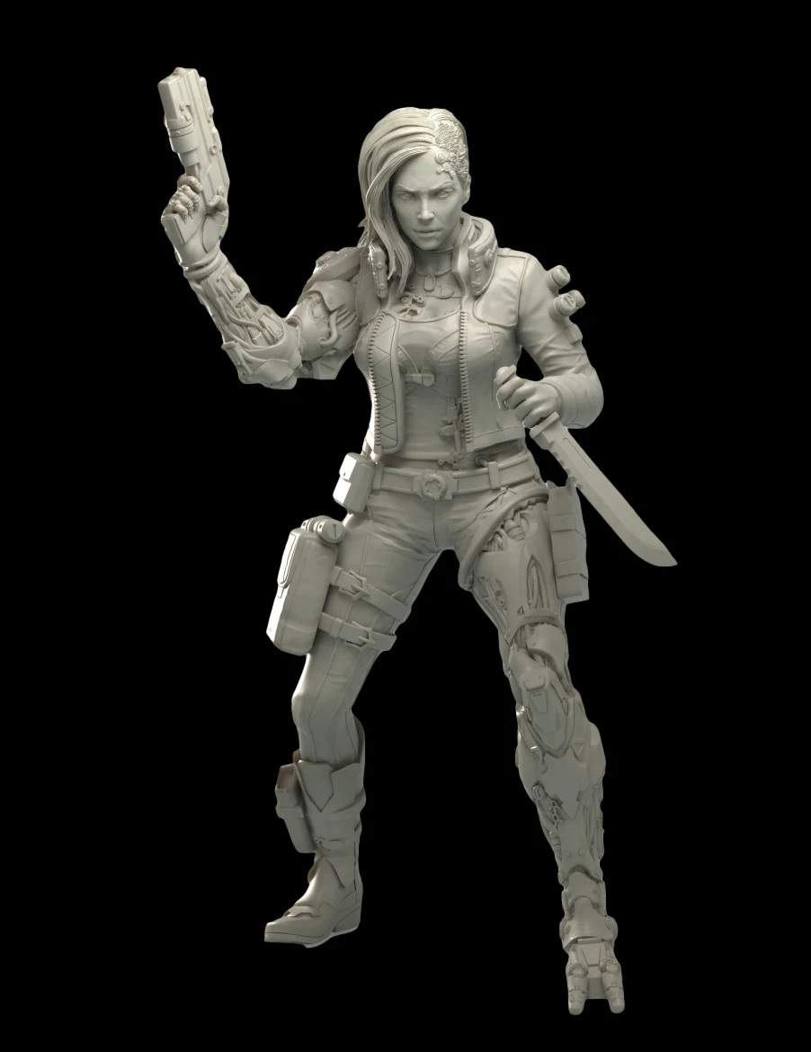 

1/24 75mm 1/18 100mm Resin Model Female Cyborg Soldier Figure Unpainted No Color RW-162