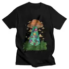 Мужская футболка с НЛО, в стиле Харадзюку, с волшебным грибом, псилоцибин, футболка с коротким рукавом в стиле хип-хоп, Мужская футболка из 100% хлопка, идея для подарка