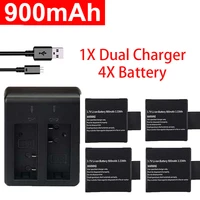 4pcs 900mah action camera battery dual charger for sjcam sj4000 wifi sj5000 wifi sj6000 wifi sj7000 sj8000 sj9000 m10 batteries