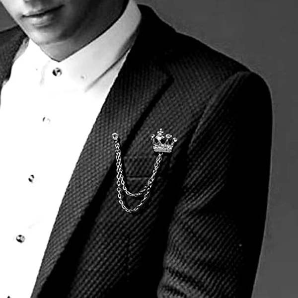 Элегантная подвесная булавка брошь с цепочкой в виде хрустальной короны для