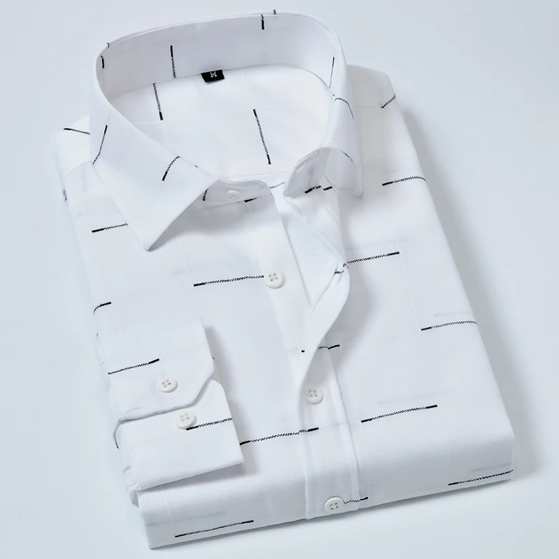 Рубашка мужская приталенная с длинным рукавом белая деловая рабочая одежда