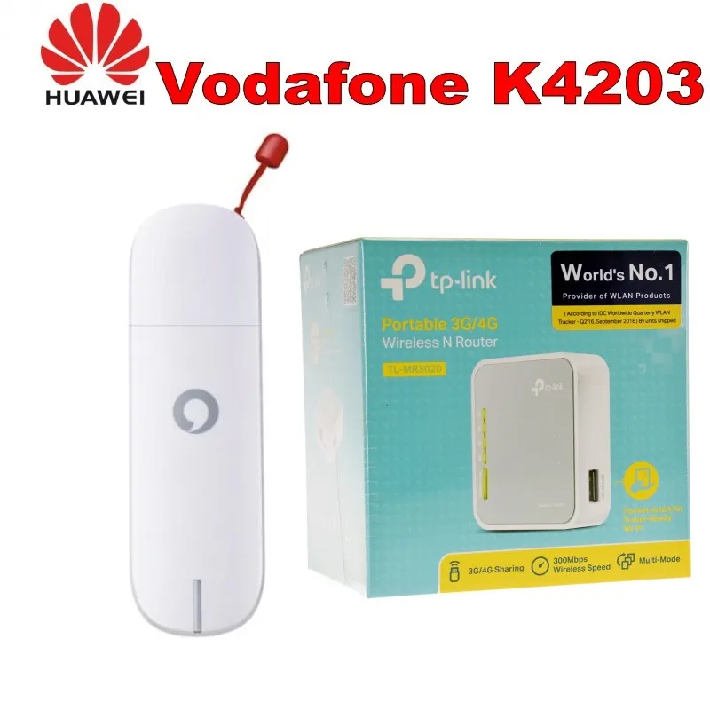 Модем Vodafone K4203 USB HSPA 10 шт. 21 6 Мбит/с + TP Link 150 Мб/с 1 порт 10/100 беспроводной N