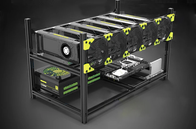 VEDDHA 6 GPU стойка для майнинга Алюминиевый ПК чехол сервера Штабелируемая открытая