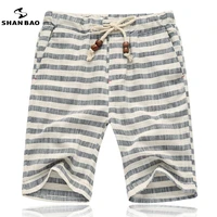 shan bao brands men 2021 summer shorts fashion style and comfortable breathable cotton stripe leisure mens beach shorts