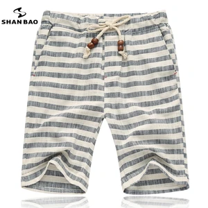 SHAN BAOБрендовые мужские шорты 2021, модные стильные и удобные дышащие хлопковые шорты в полоску, мужские пляжные шорты для отдыха, лето