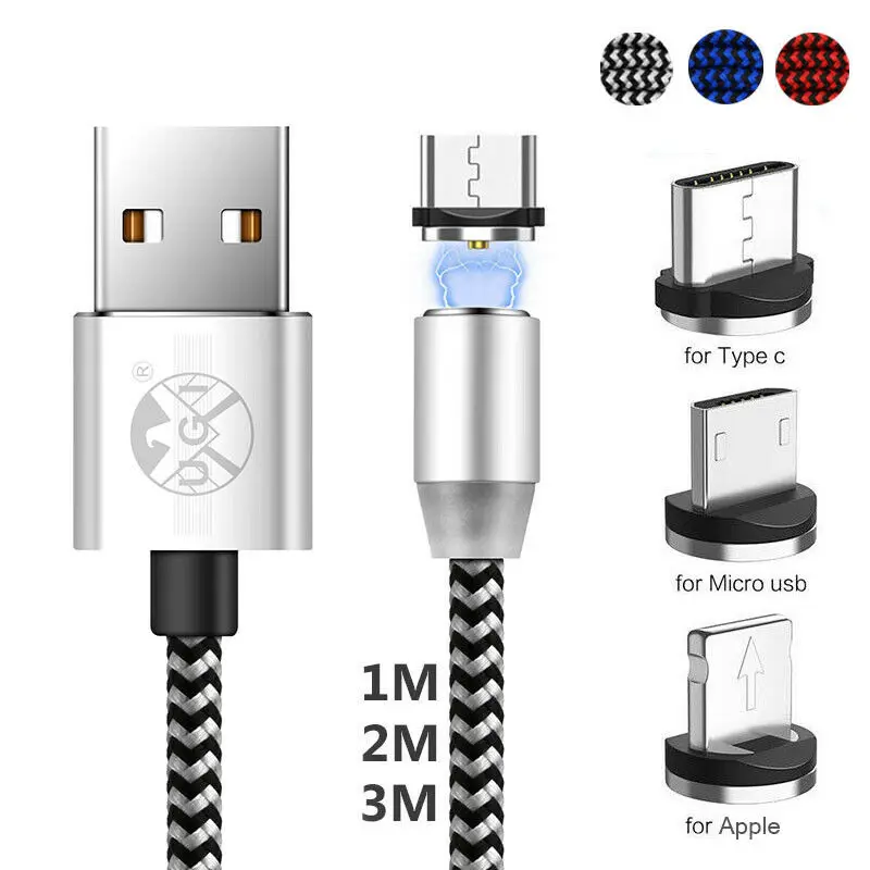 УГИ м 1 2 3 360 ° с магнитным адаптером Micro USB IOS C 2.4A Быстрая зарядка через usb кабель для