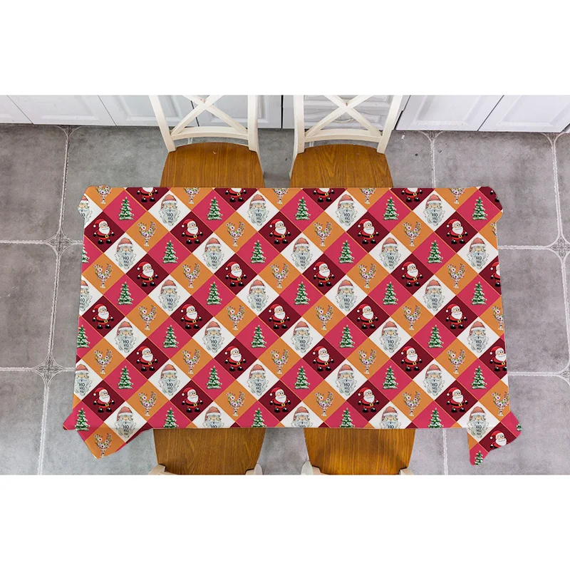 Рождественская Декоративная скатерть геометрическая решетка Санты лося льняная
